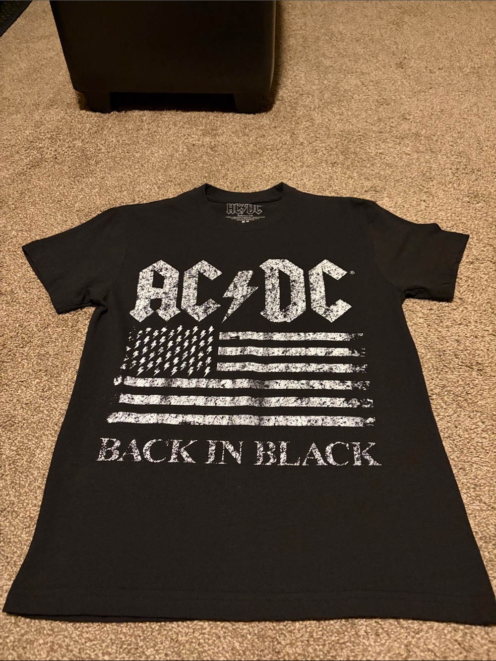 AC/DC Black and White 'Back In Black' Flag Tee
